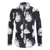 Custom Plus Size Hot Sale European and American Male Flower Digital Printing Leisure Long Sleeve Blouse Male Shirts For Men