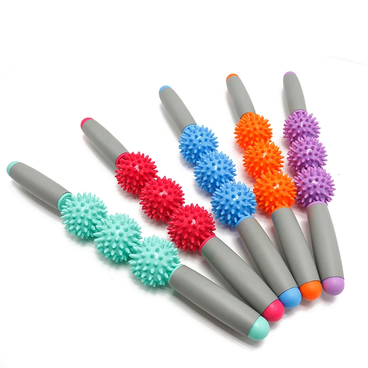 

Body Muscle Back Relax Tool Yoga Massage Stick with Point Spiky Ball, Customized color