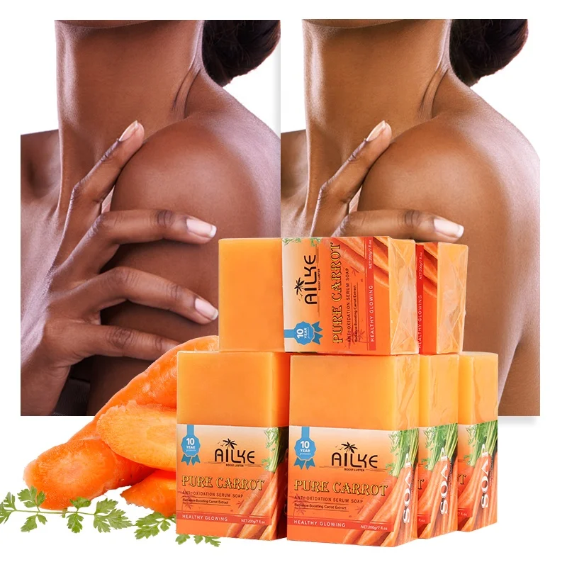 

ailke 100% natural fresh carrots remove hyperpigmentation skin lightening face glowing body bathing whitening carrots soap