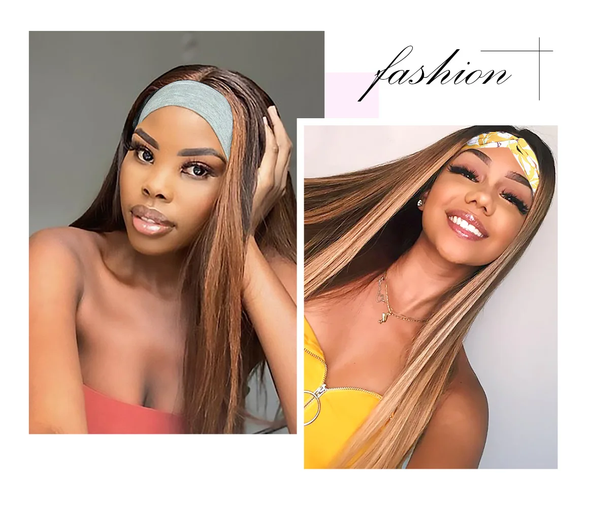 

Headband Honey Blonde Highlight Straight Glueless Half Wig Headband Multi color Random