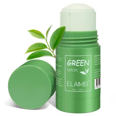 

ELAIMEI Green Tea Mask Stick Skin care Lazy Facial Mask Cleansing Whitening Acne Eggplant Pink Mud Mask K1, As photo