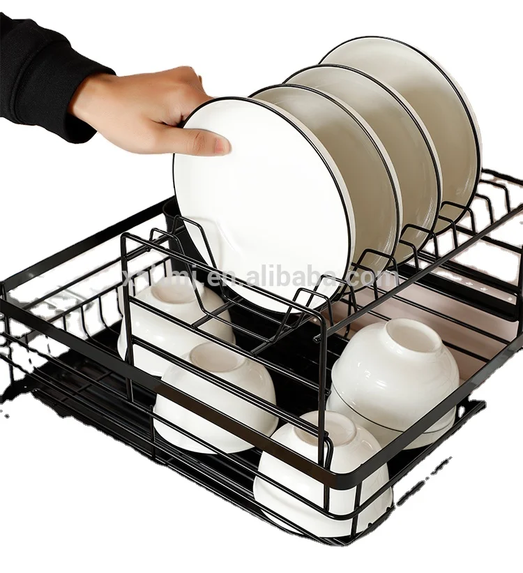 

2 Tiers Carbon Steel storage Shelf Over the Sink double dish rack drainer adjustable steel rack storage for kitchen