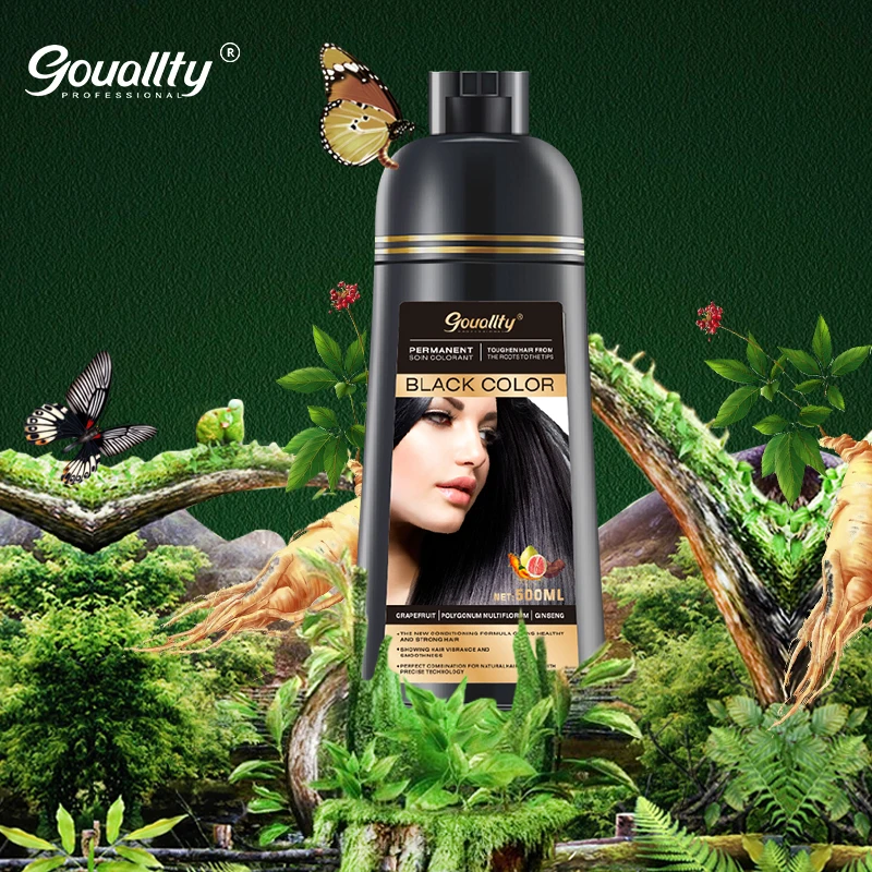 

No ammonia organic black hair dye shampoo permanent fast black hair shampoo