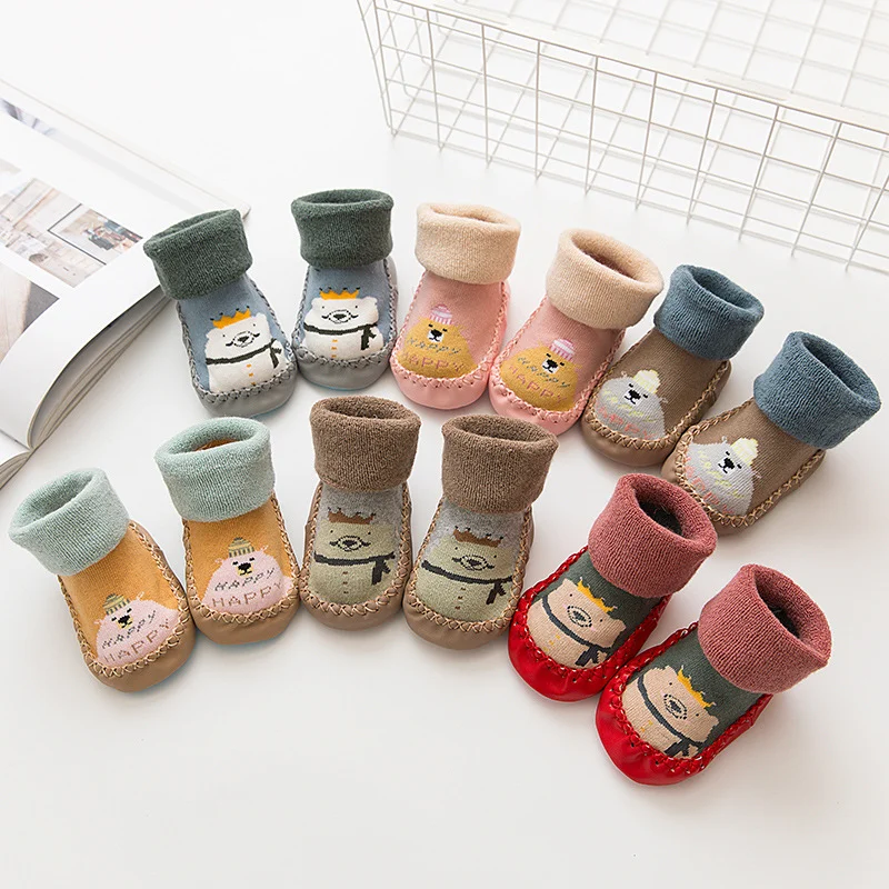 

Toddler Footwear Terry Thickened Cotton Children Baby Kids Floor Socks For Winter, As pics