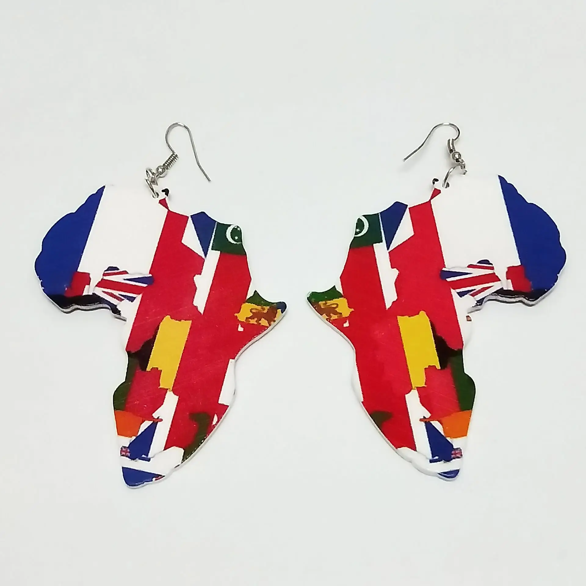 

2021 European And American Exaggerated African Head Pattern Geometric Map Wooden Earrings Fashion Wooden Earrings, Customized color