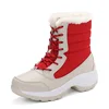 Fashion Winter boots high top women's shoes inner plush lace up waterproof mid calf snow boots