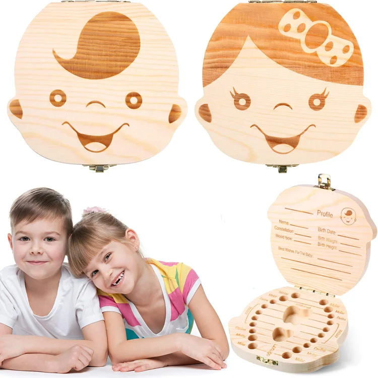 

Personality Wooden Tooth Fairy Box For Lost Teeth Children Collection