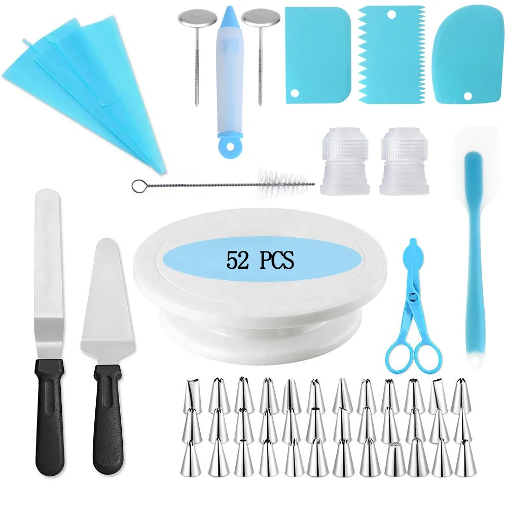 

52-piece cake decorating tool set rotating cake turntable Amazon hot sale 11 inch baking tools, Picture color