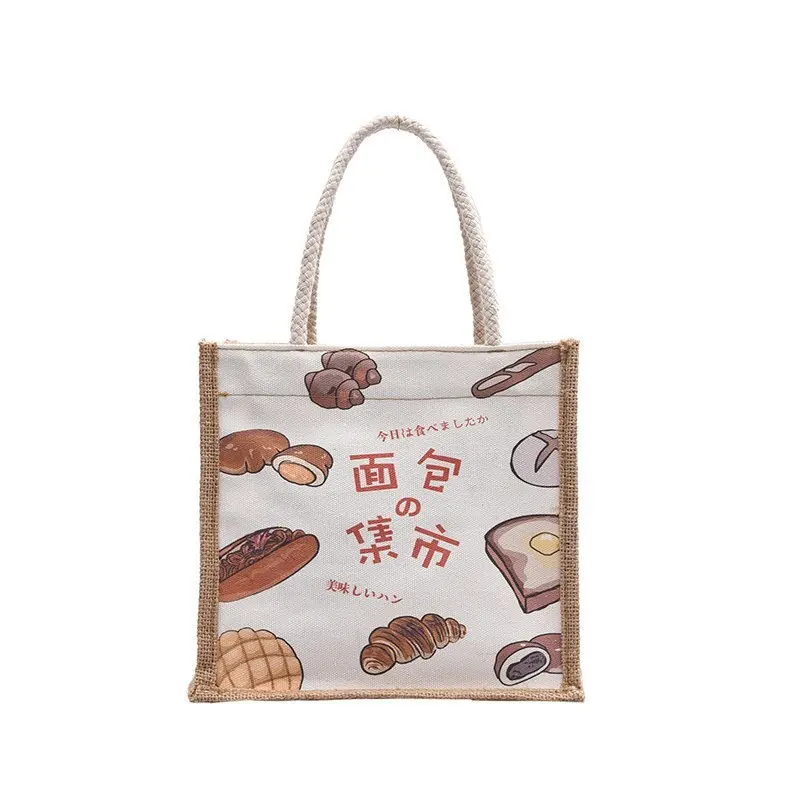 

Custom Printing Eco Advertising Fashion Portable Recycled Jute Linen Handbag Tote Bag Wholesale