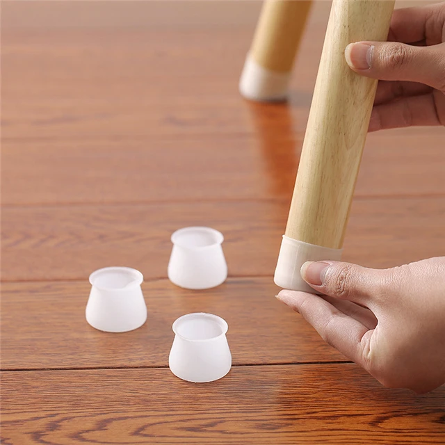 

4pcs Wear-resistant And Durable Elastic Silicone Table And Chair Protector Chair Leg Caser Home Decor, As photo