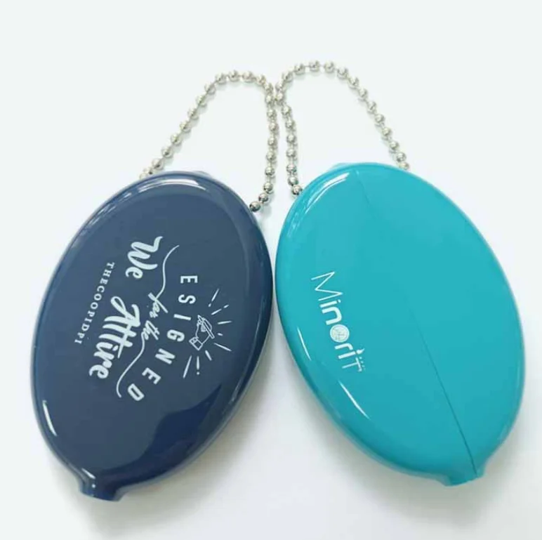 

Distributor rubber coin purse keychain money storage keyring personalized coin holder key chain wallet pendant necklace, Customized color moq 1000 pcs