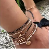 

HuaTang Gold Shell Scallop White Rope Bracelet for Women Adjustable Chain Boho Bracelet Femme Jewelry Pulseras 8007