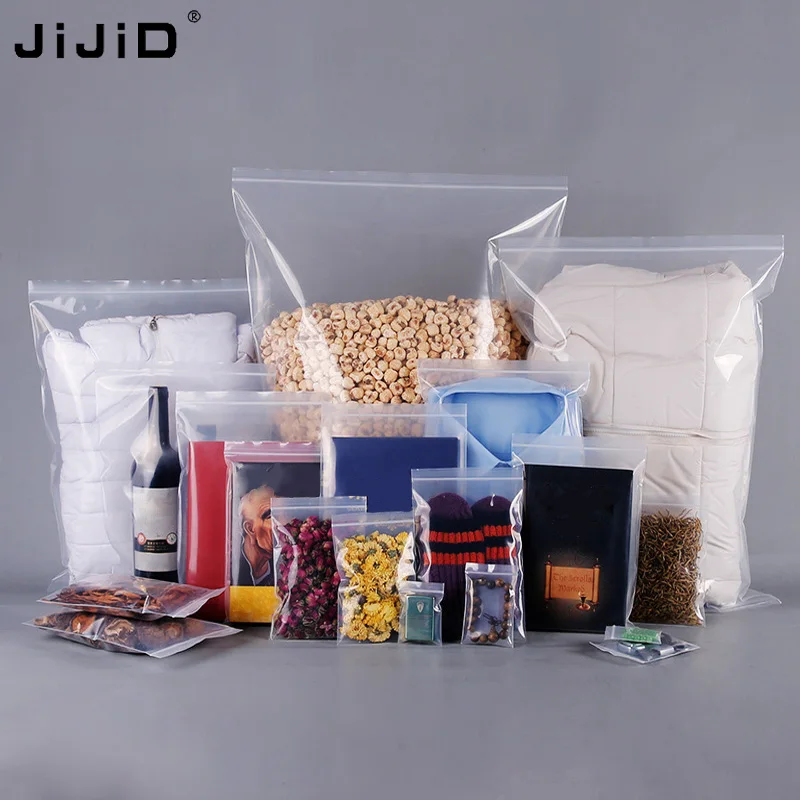 

JIJID Factory Wholesale Reusable Sealing Plastic Bag Plastic Transparent Zipper Bags Storage Packaging Zip Bag