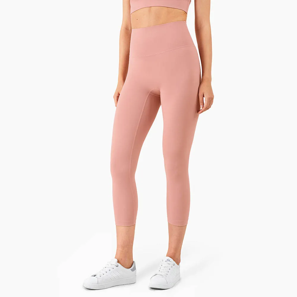 

New European and American skin-friendly nude color cropped fitness pants Siamese high waist without embarrassing lines, Picture shows/custom