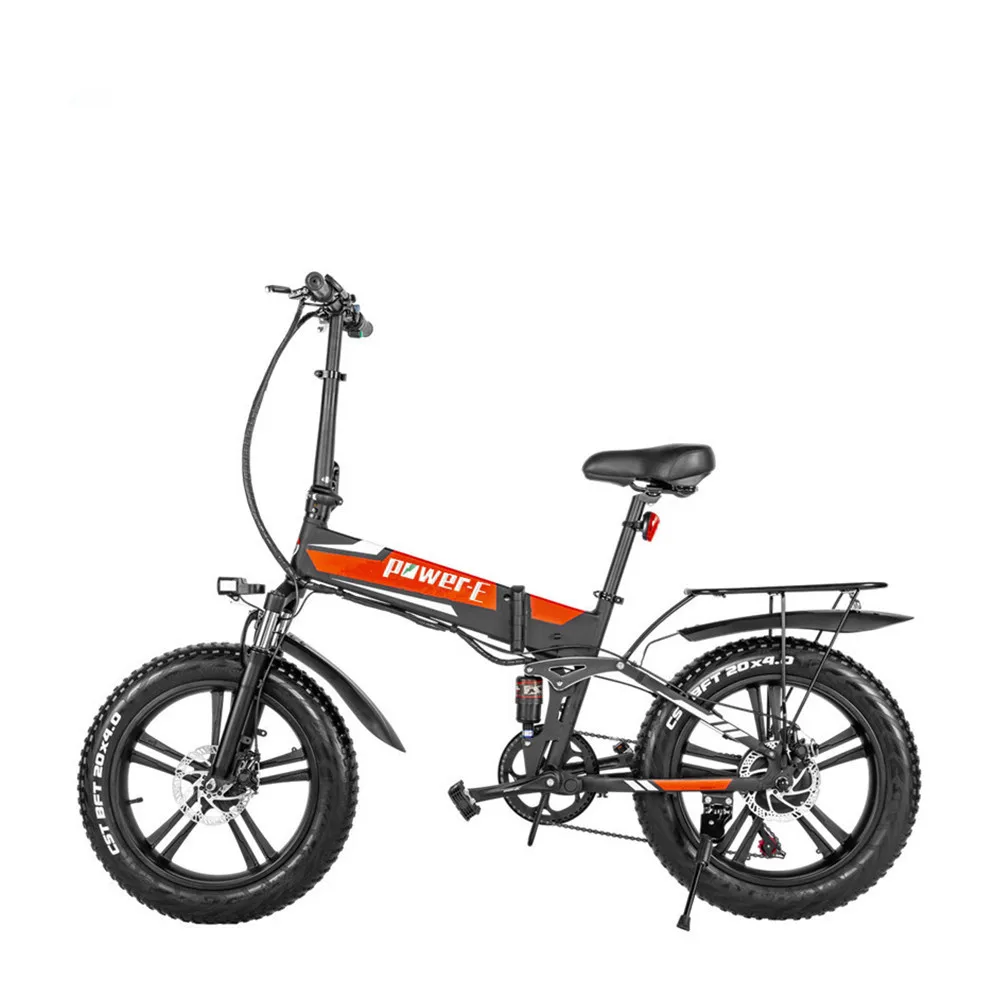 

5 Beams 48V 500W Integrated Wheel Motor Ebike Electric Bike 14Ah Hidden Battery 20"*4.0 Fat Tyre Electric Bike, Blue/red