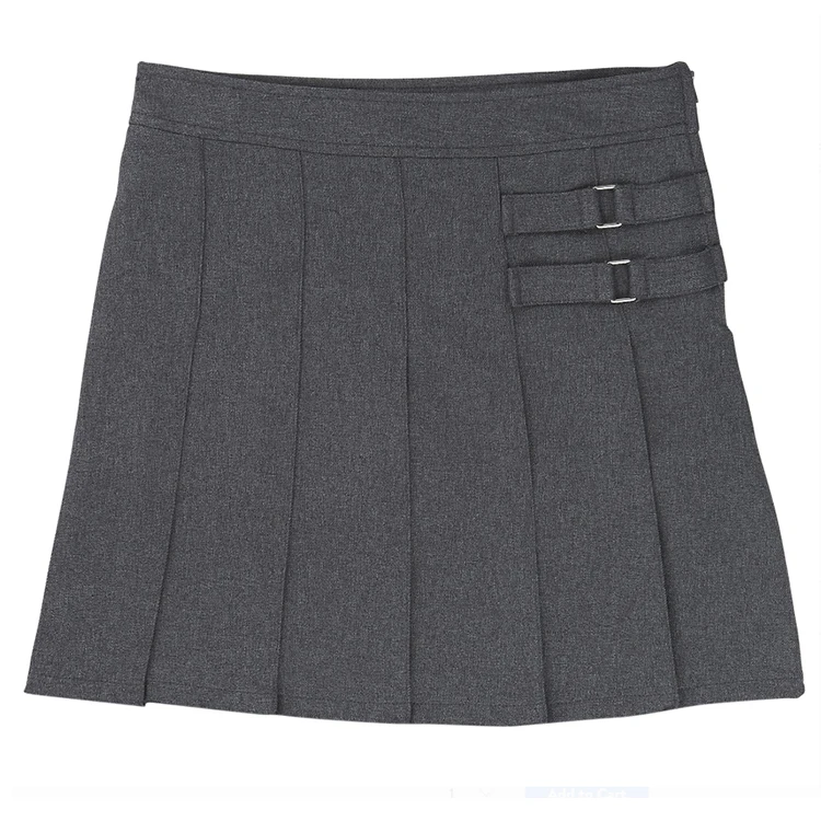 British Style Professional Girls Two-tab Pleated Skirt School Uniforms Pleated Bright Buckle ...