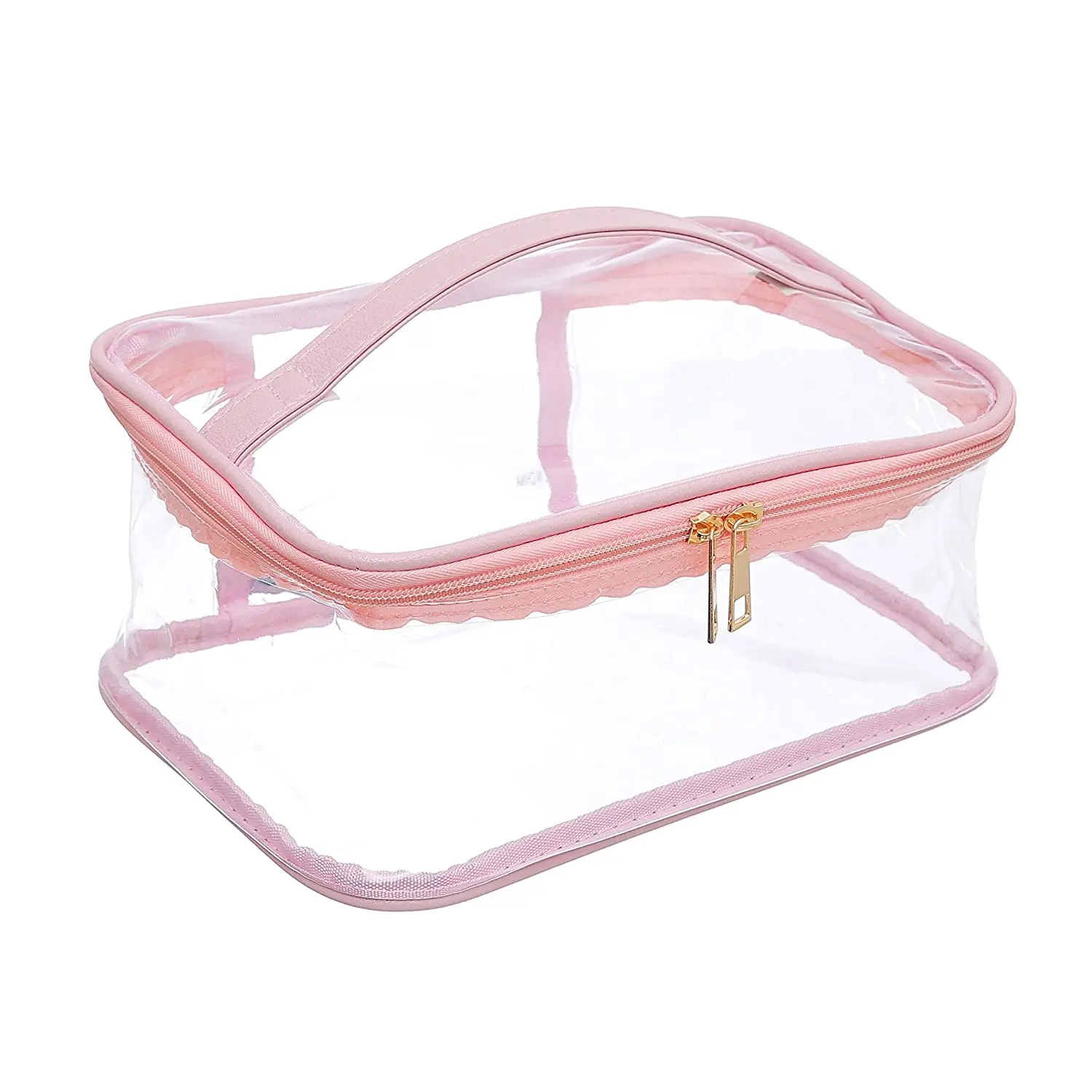 

Custom Transparent PVC Plastic Organizer Hair Nail Accessories Pouch Clear Cosmetic Bag pink clear cosmetic bag for Women