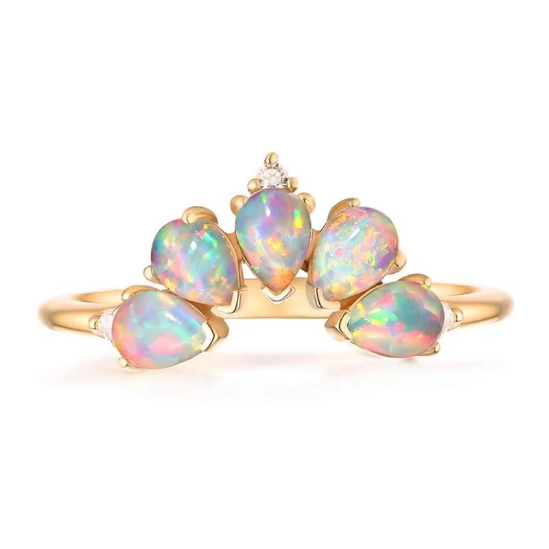 

Fashion 925 Sterling Silver Ring Stackable Artificial Opal Crown Rings Designs, Picture