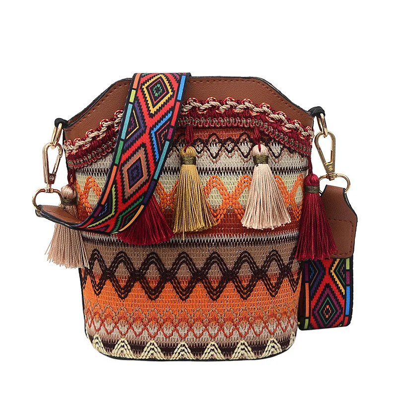 

Messenger bag 2021 fashion bohemian style shoulder bag three-dimensional female bag bucket bag lady handbag