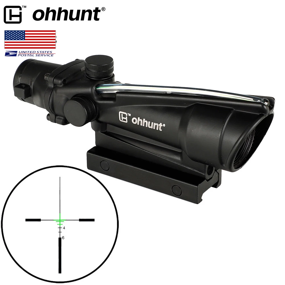 

SHIP FROM USA ohhunt Hunting 5X35 Green Real Fiber Optics Scope BDC Reticle Tactical Optical Sights, Black