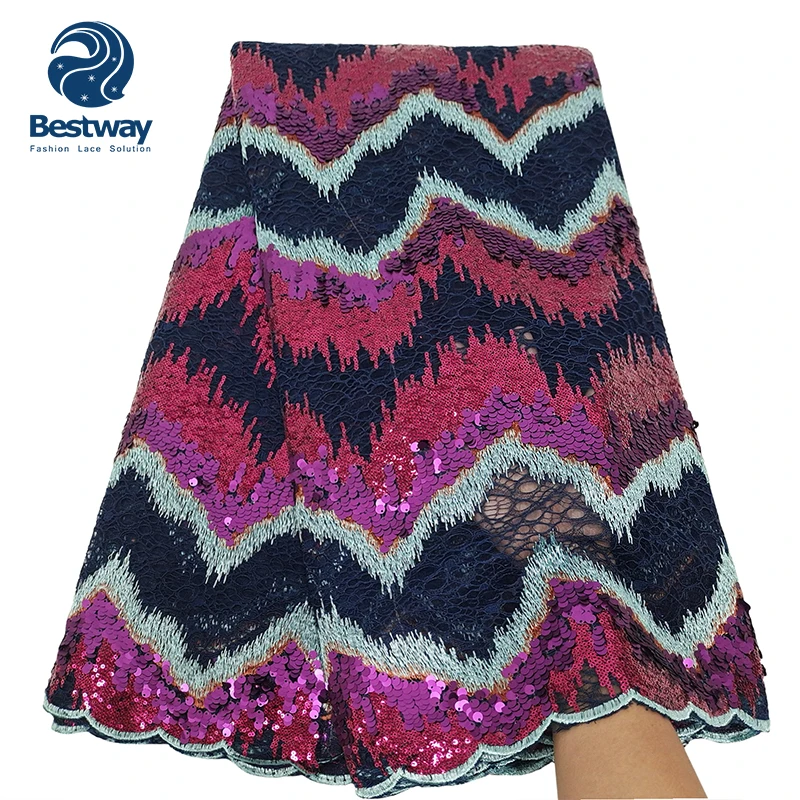 

Bestway New Arrival Nigerian Heavy Sequins French Lace Fabric