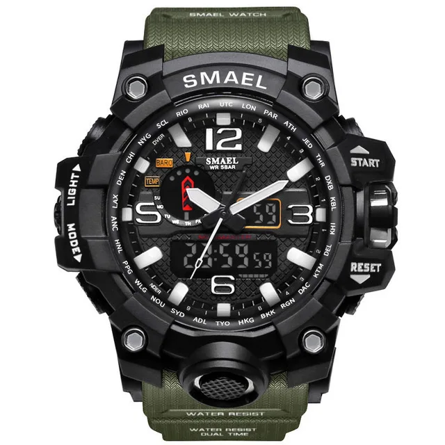 

SMAEL Watch 1545 Fashion Brand Waterproof Military Watches Men Wrist Digital Quartz Dual Display Wristwatches Relogio Masculino