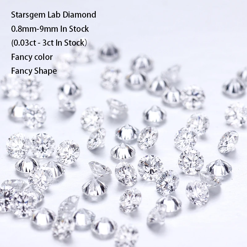 

Starsgem Lab Grown Diamonds Hpht Melee Round D White 0.9mm loose genuine diamond stone