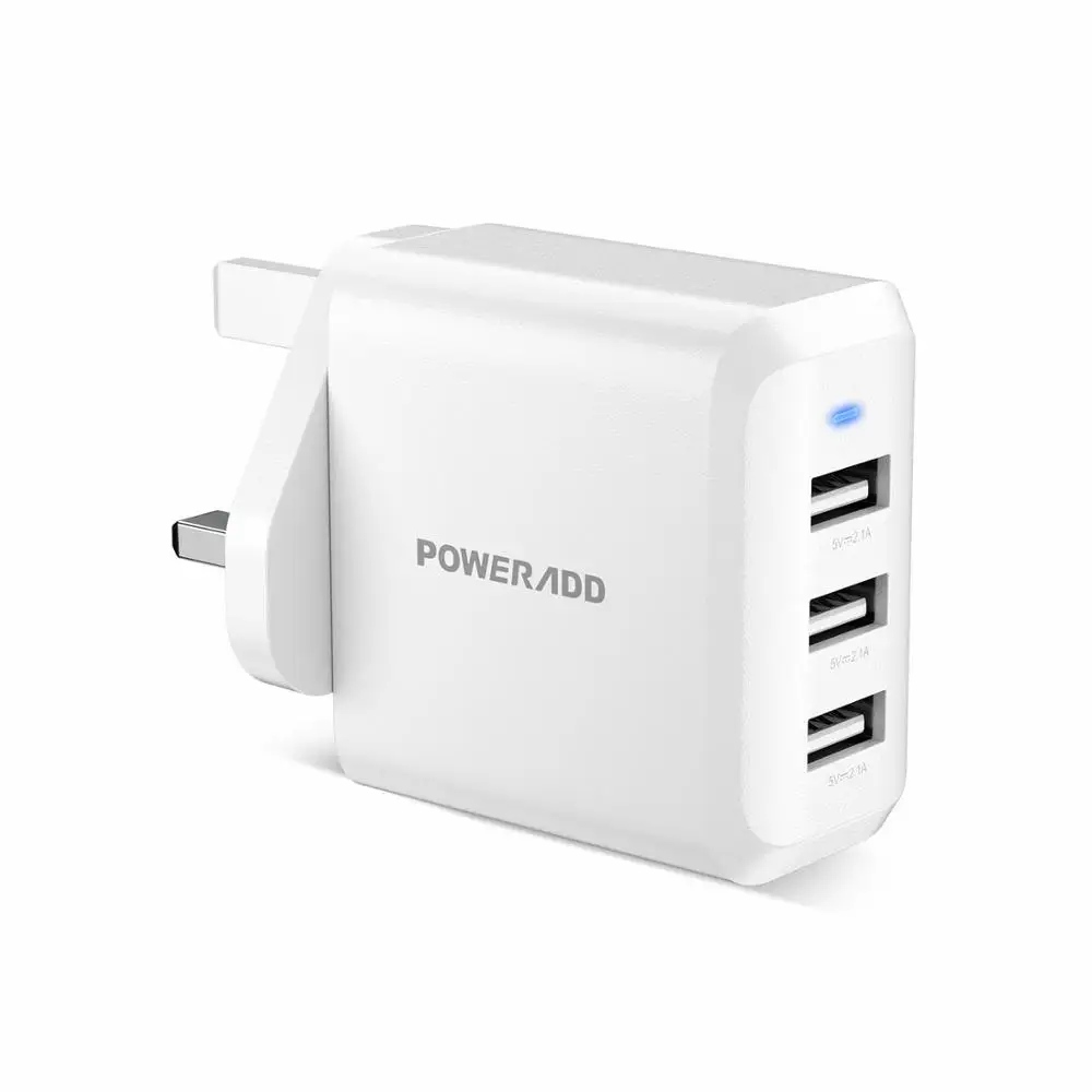 

Dropship Poweradd Smart New Arrivals 3 Usb Port 5V/2.1A 30W Portable Wall Charger Adapter For Mobile Phone Travel, White