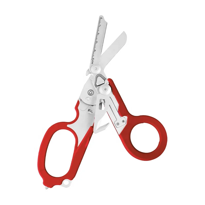 

Outdoor Portable Multifunction Metal Emergency Shears Raptor Folding Scissors, Red