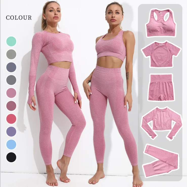 

Women gym crop top with leggings yoga suit legging sets fitness women's sportswear workout fitness custom seamless yoga sets