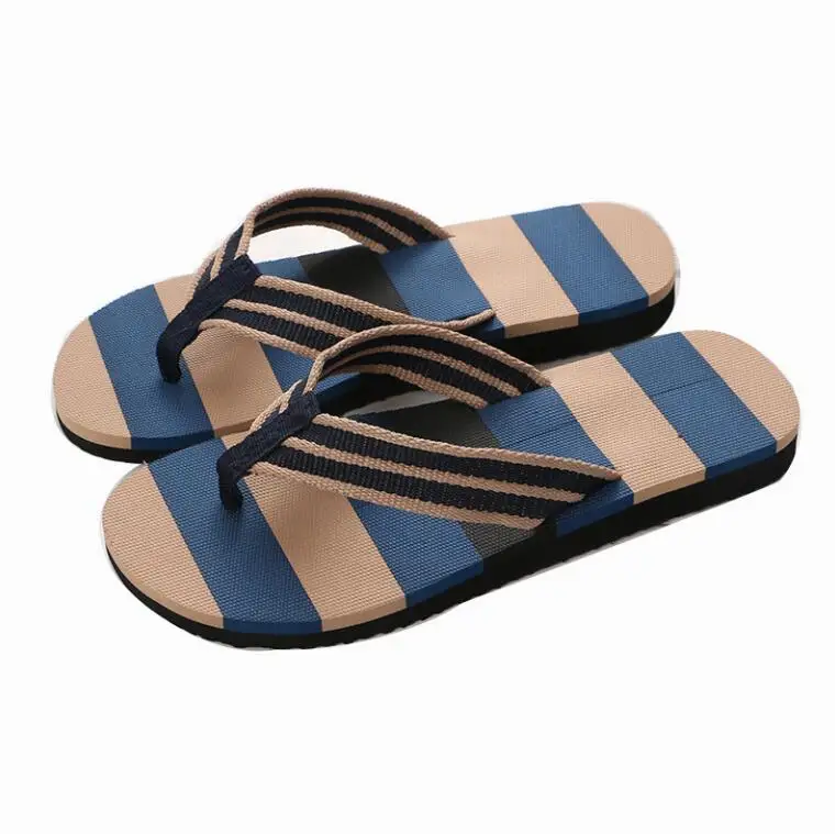 

Summer Multicolor Men Light slipper stripe Non-slip EVA beach flip flops custom men's slippers, Black/gray/custom color