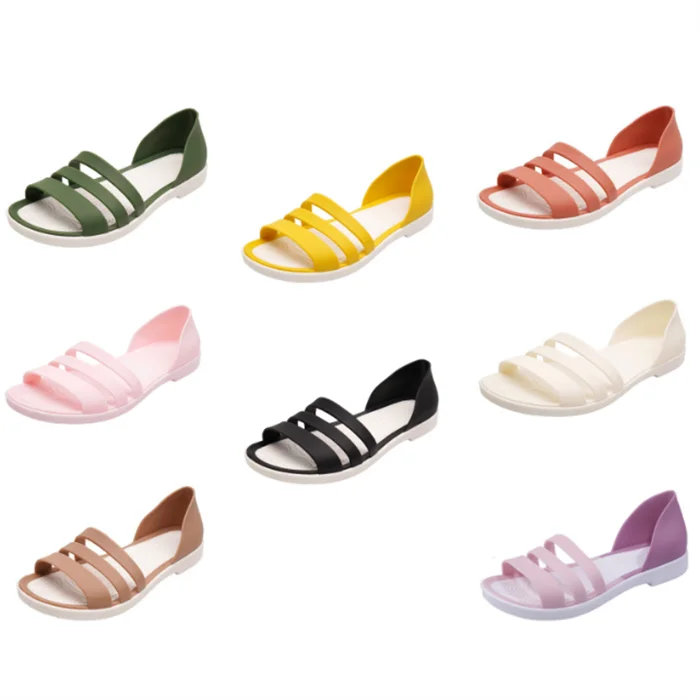 

Wholesale Soft Summer Plastic Jelly Shoes Non-Slip Beach Slides Slippers Waterproof Casual Flat Woman Sandals, Picture shows