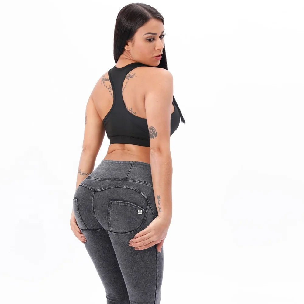 

Melody four ways stretchable Wholesale Sexy ladies pants butt lift push up Stretch women skinny jeans with silicon