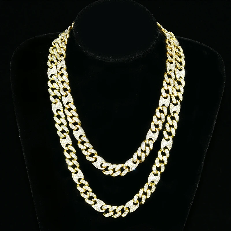 

Wholesale Cheap Iced Out Cuban Link Chain 13mm 20inches Men Hip Hop Cuban Link Chain Zircon Cuban Link Chain Bracelet Necklace