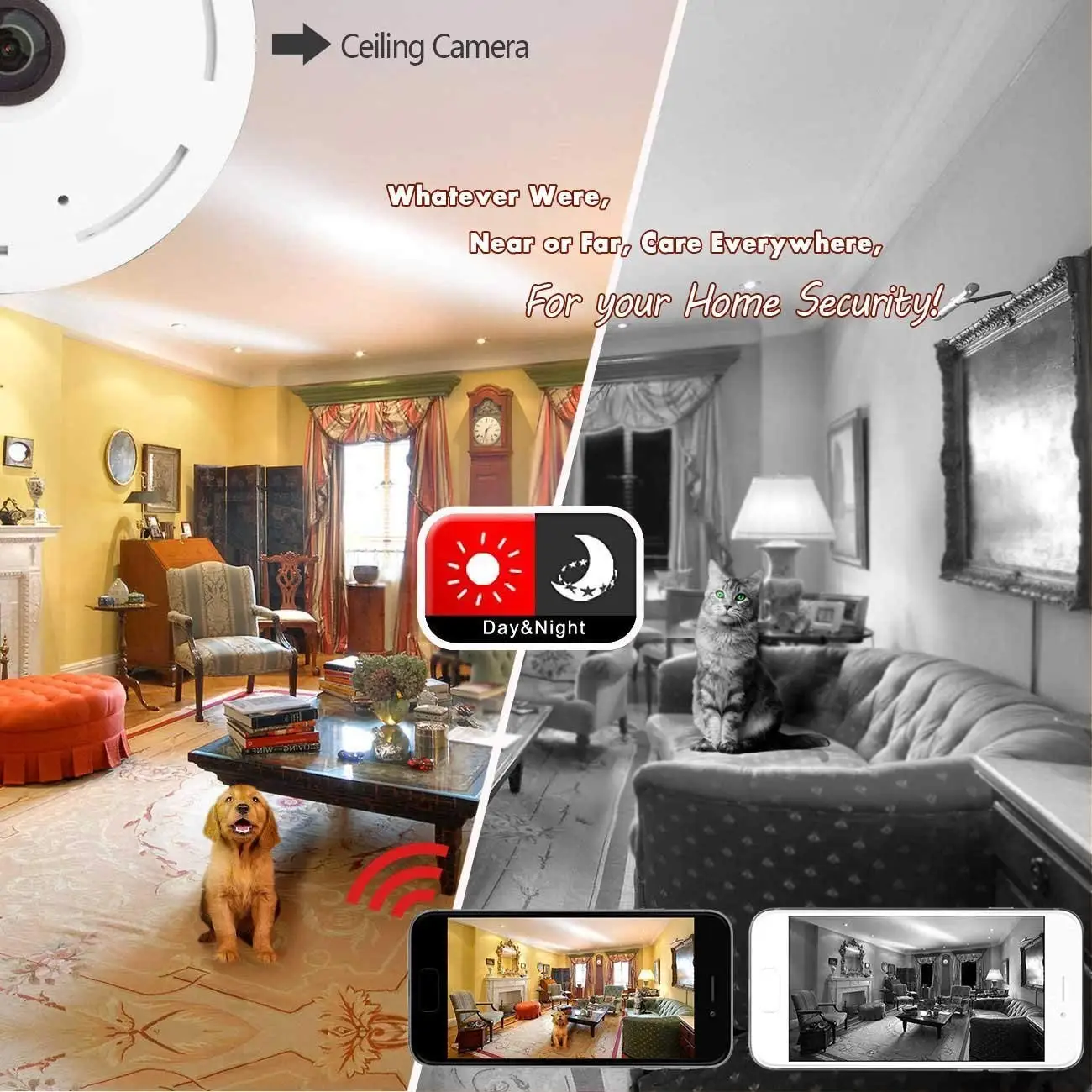 V380 Panoramic Fisheye Smart Net IP Camera 360 Degree 960P Wifi Home Security Indoor CCTV Camera