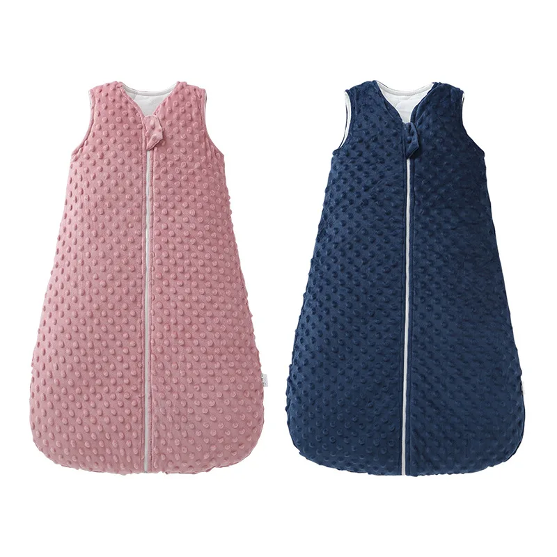 

Customized Knitting Pattern 100% Cotton Winter Weighted Baby Swaddle Sleep Sack, Minky Dot Fleece Infant Sleeping Bag
