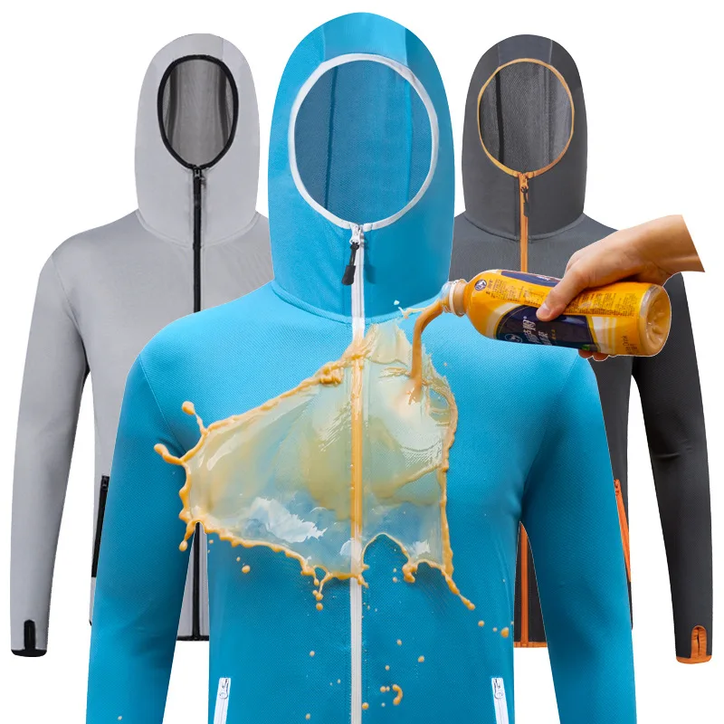 

Best Sales Multi-color Ultra-thin Quick-Dry UV Sun Protection Sportswear Fishing Shirt For Men Outdoor Activity, Blue, gray, white, dark gray