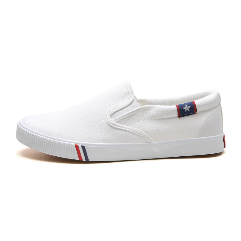 White Canvas Men's Flat Casual Shoes Fashion Slip On Wholesale Shoes ...