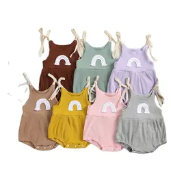 baby summer romper infant cotton solid sleeveless 