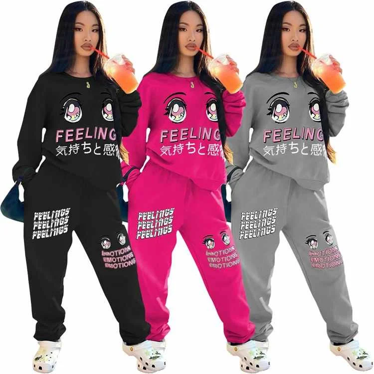 

Good Quality Printed Lovely Sports Clothing Woman Clothes 2020 Womens Tracksuits 2 Piece Set Two piece Sets