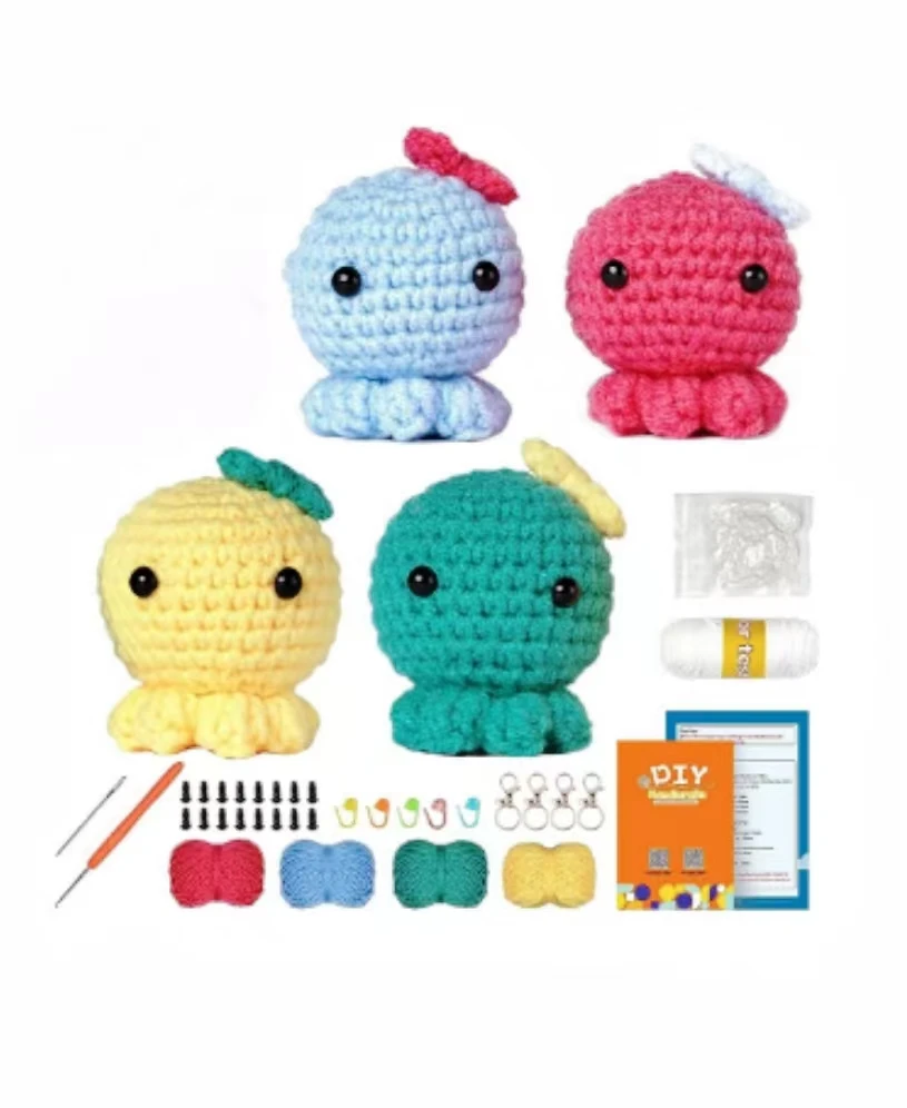 

Beginner-Friendly Mini Plush Toy Crochet Kit Includes Step-by-Step Video Tutorials DIY Knitting Supplies Dolls Model Toy Set