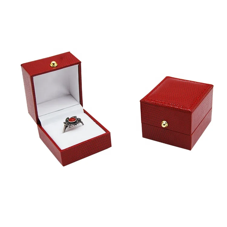 

Factory direct stock wholesale boutique imitation leather ring box gift jewelry packaging box, Red/customized