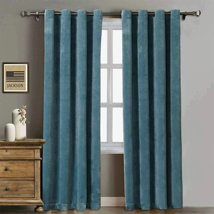 U.S. Local Delivery Wholesale Ready Made Soft Luxury Velvet Window Curtain Blackout for Living Room (2 Panels)