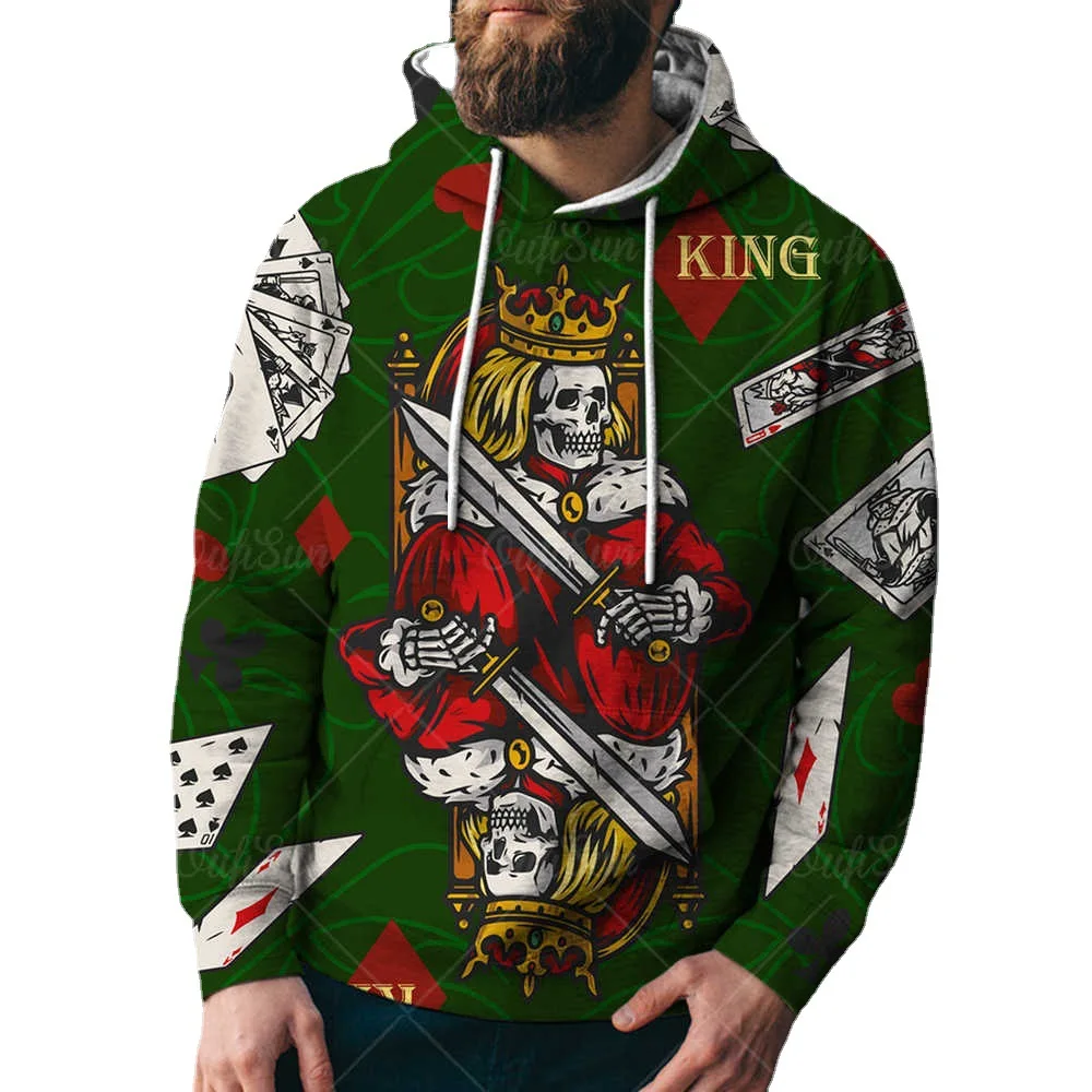 

unisex autumn trend poker series digital printing sweater men's casual pullover sports hoodie