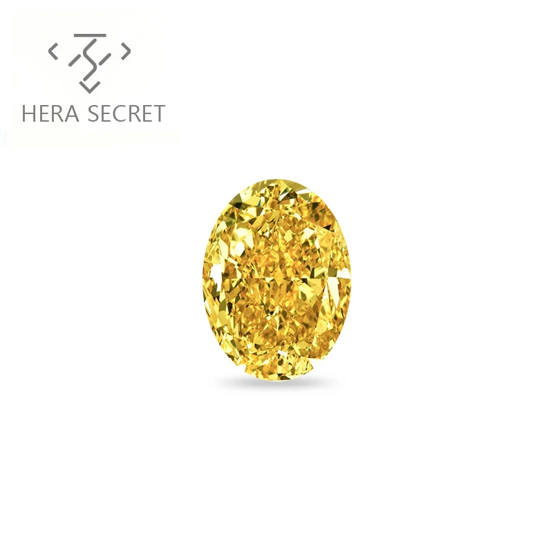 

ForeverFlame fancy yellow 3.5ct 8mm*10mm vvs Oval Cut diamond CVD CZ Moissanite haute couture Color ring