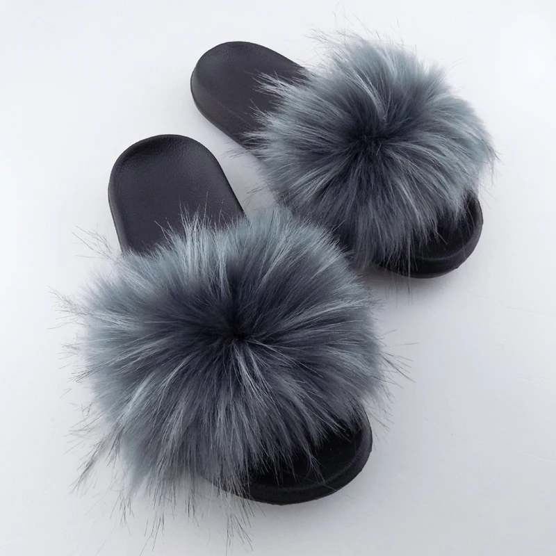 

Wholesale Faux Fur Slides For Women Fur Slippers Sandals, Red ,black ,green ,orange ,brown and so on