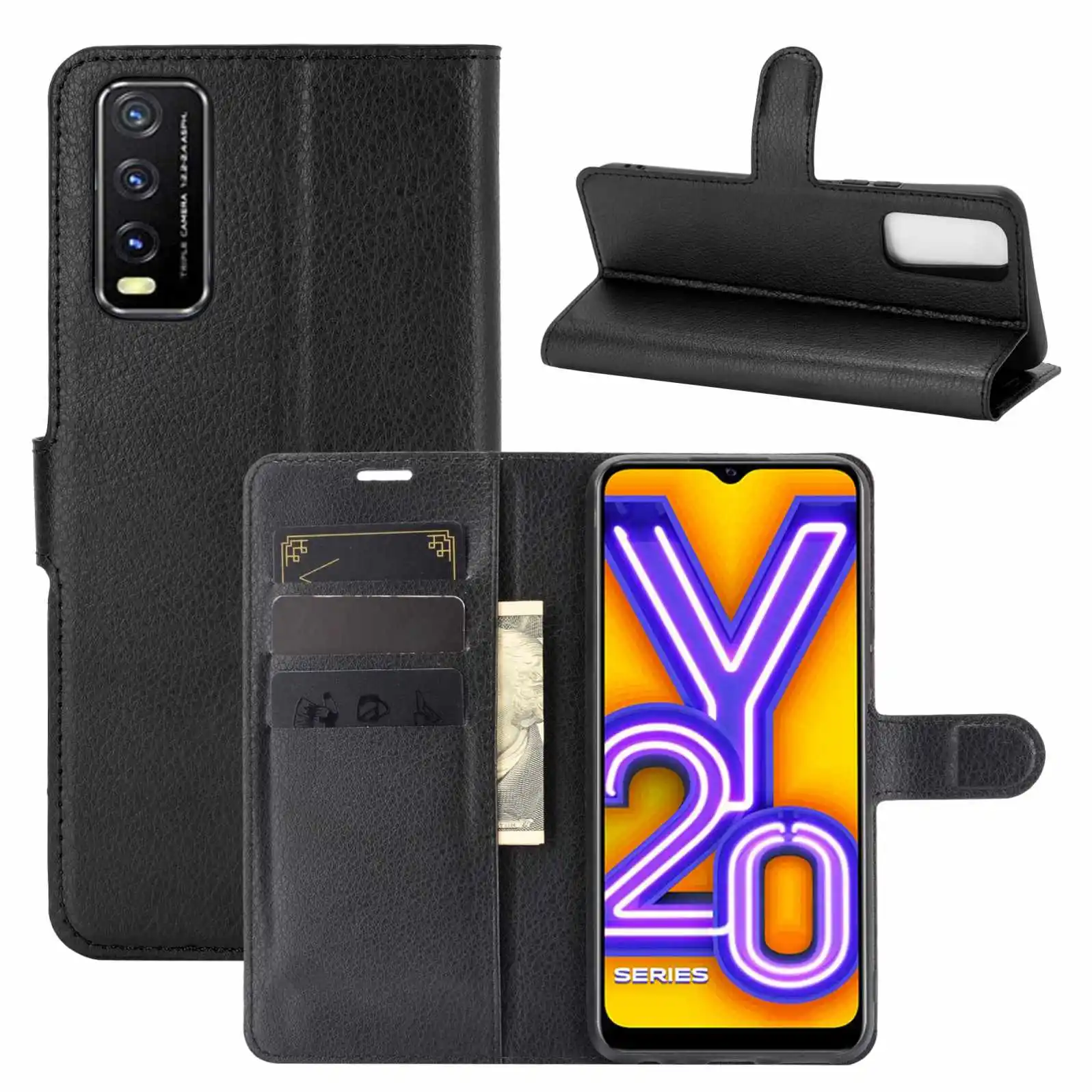 

For VIVO Y20 Case Leather Phone Cover for VIVO Y20 Cover Mobile Leather Phone Case Wallet Case Flip Back Cover Accessories Bag, 9 colors same as the picture