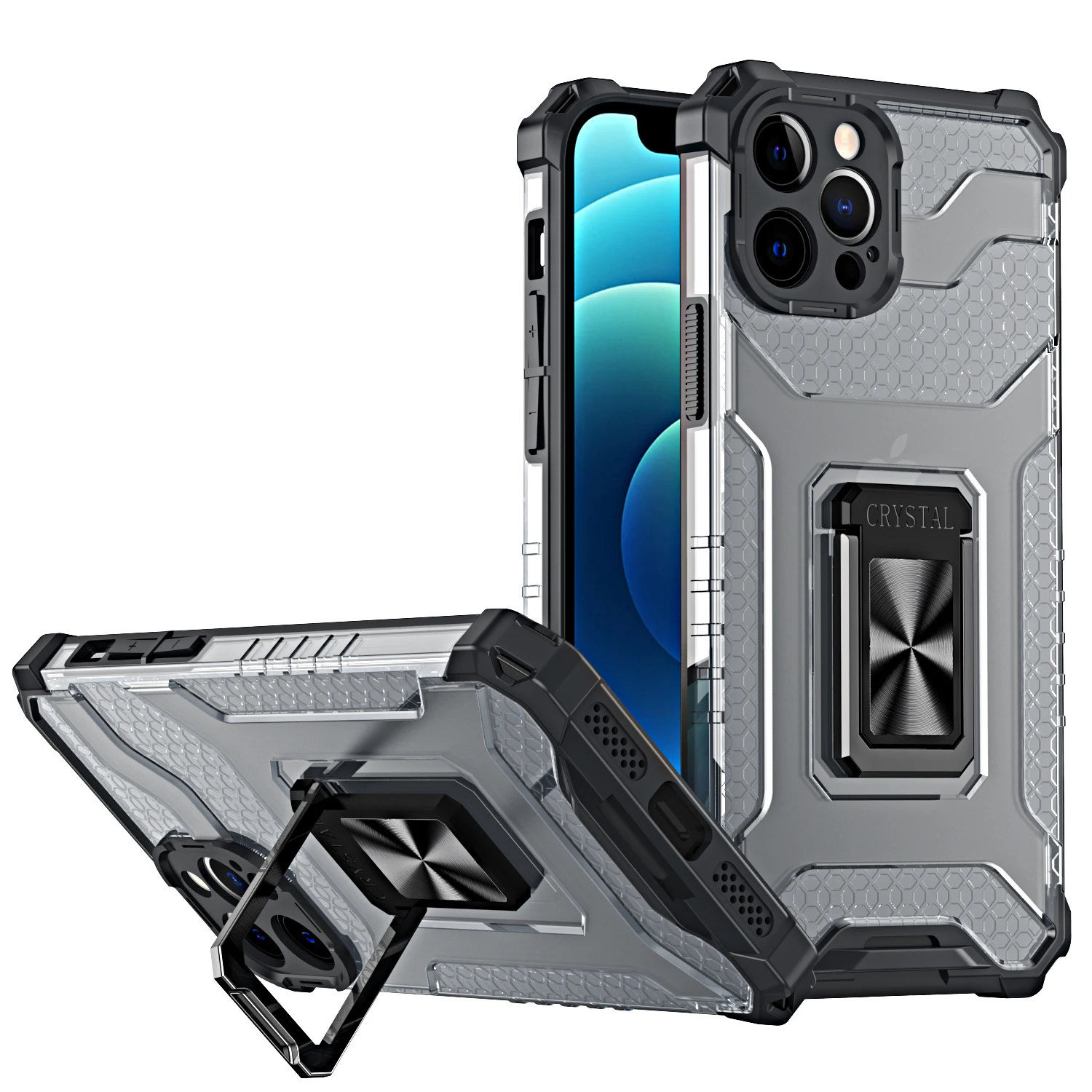 

PC+TPU touchntuff multiple protection phone case with metal bracket car magnetic for iPhone 13 pro max