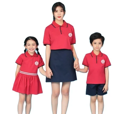 

Wholesale custom 100%cotton summer kids school uniform boys and girls children wear, Custom color