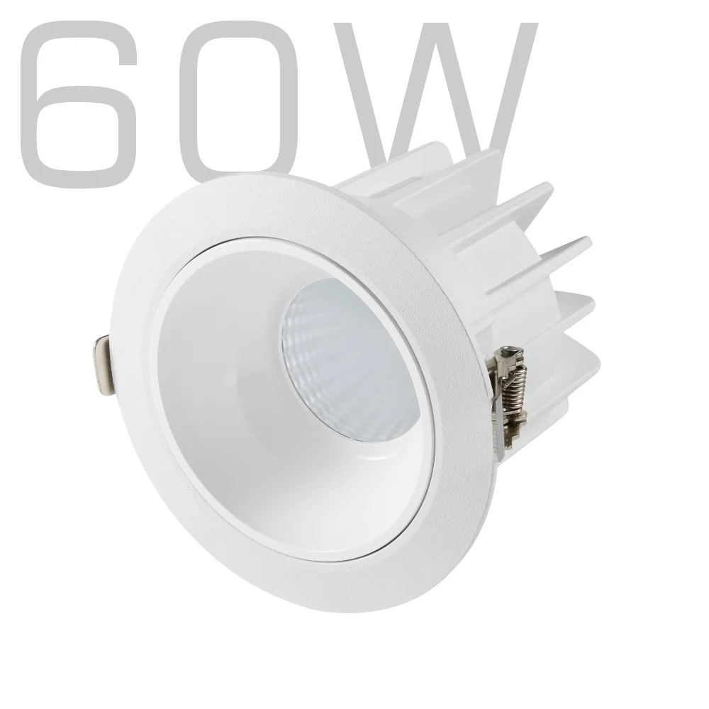 60W Recess Light Luces Luz LED LED Downlight 10 Degree Beam Angle Anti Glare Downlight COB LED Spotlight for Hotel Lobby